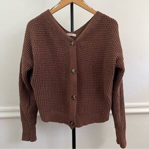 Knitted long sleeve button up sweater